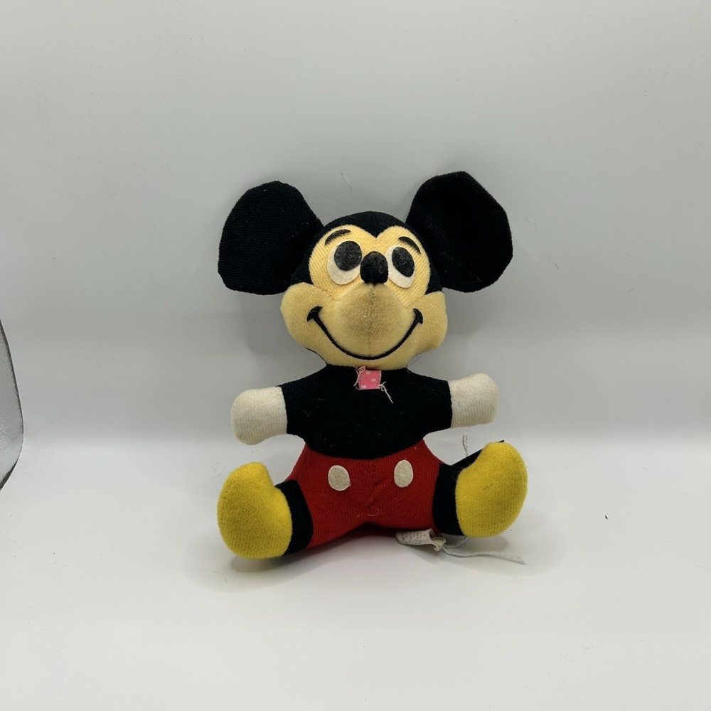 Vintage 1970s Walt Disney Mickey Mouse Stuffed Plush Distributing Co Old Mickey